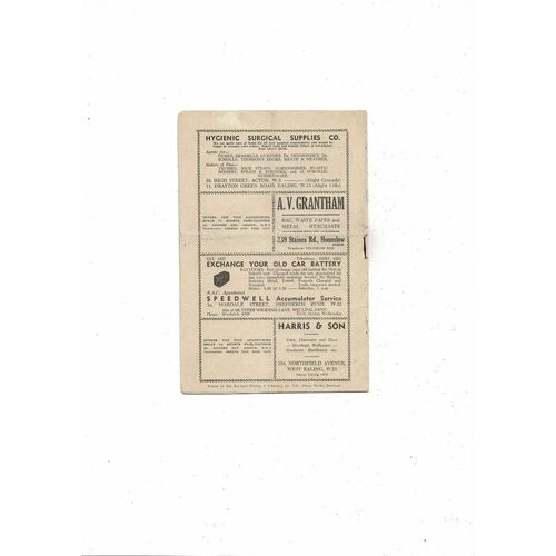 1952/53 Brentford v Lincoln City Football Programme