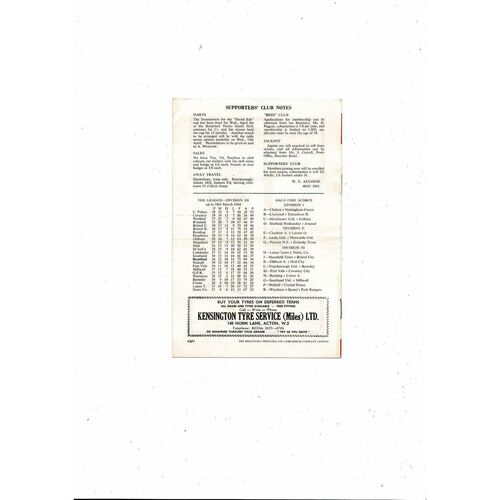 1963/64 Brentford v Shrewsbury Town Football Programme