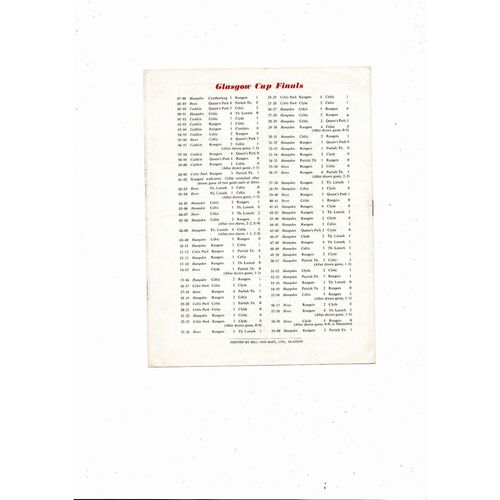1960 Glasgow Cup Final Partick Thistle v Celtic Football Programme