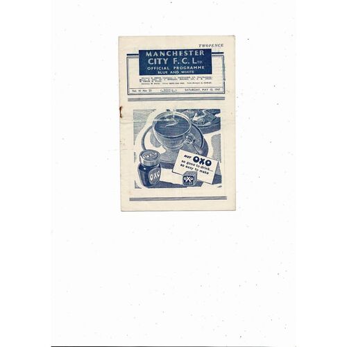 1946/47 Manchester City v Burnley Football Programme