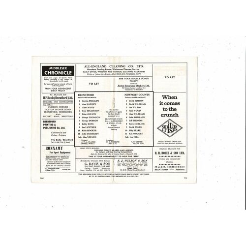 1967/68 Brentford v Newport County Football Programme