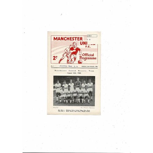 Manchester United v Everton Central League Football Programme August 1960/61