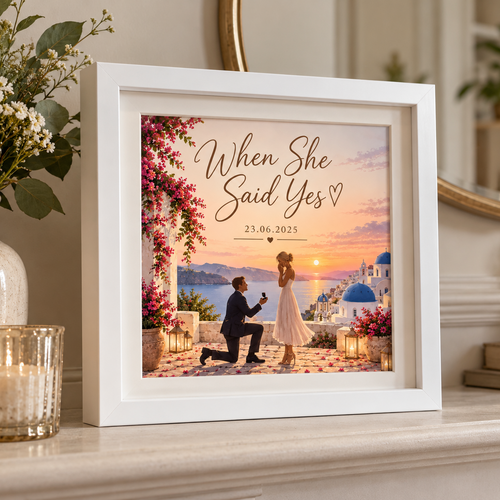 Engagement Frame, When She Said Yes Proposal Gift, Custom Engagement Keepsake