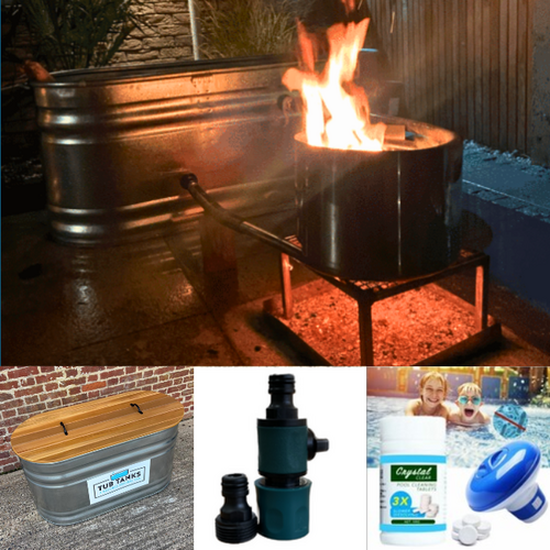 Oval Hot Tub Kit - Coil Heater with Cedar Lid