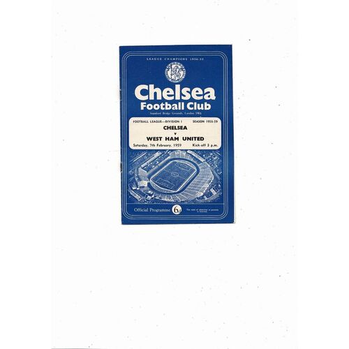 1958/59 Chelsea v West Ham United Football Programme