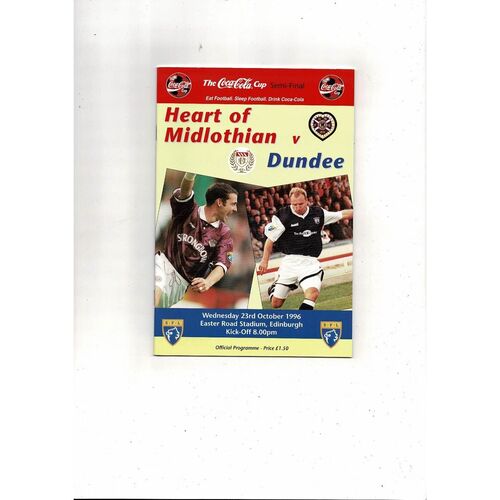 1996/97 Hearts v Dundee Scottish League Cup Semi Final Football Programme