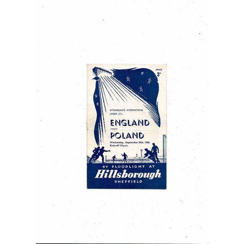1958 England v Poland U23 Football Programme @ Sheffield Wednesday