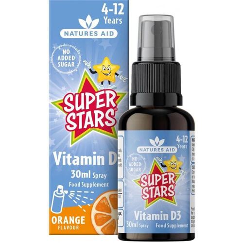 Natures Aid Super Stars Vitamin D3 Orange Flavour 30ml Spray