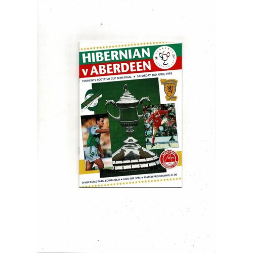 1993 Hibernian v Aberdeen Scottish Cup Semi Final Football Programme