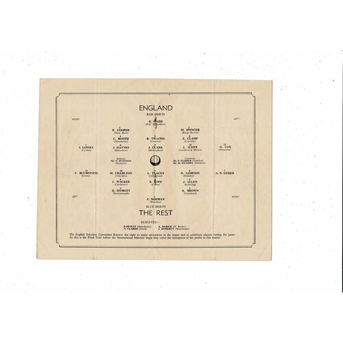 1950 England v The Rest Schools International Football Programme @ Swindon