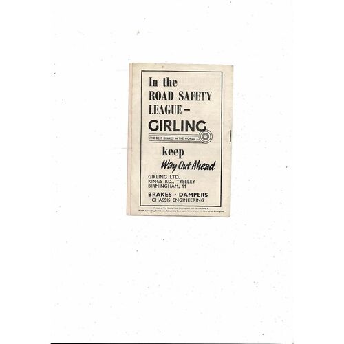 1955/56 Birmingham City v Chelsea Football Programme