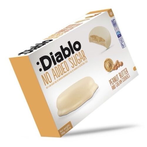 Diablo No Added Sugar Cookies Bundle - Peanut Butter, Caramel & Strawberry Flavours 3 x 100g