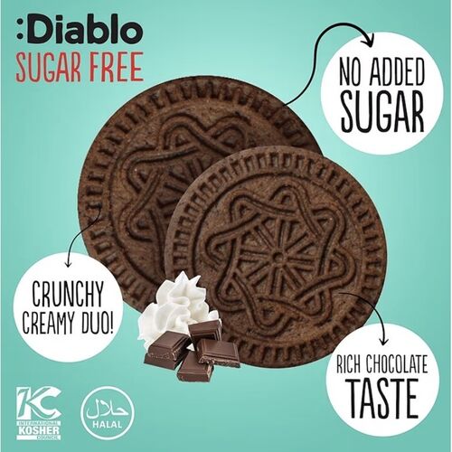 Diablo Sugar Free Sandwich Cookies – Extra Dark Cocoa Cookie with Vanilla Cream 176g