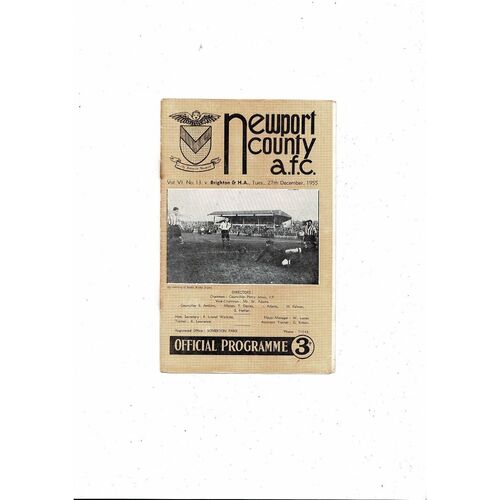 1955/56 Newport County v Brighton Football Programme