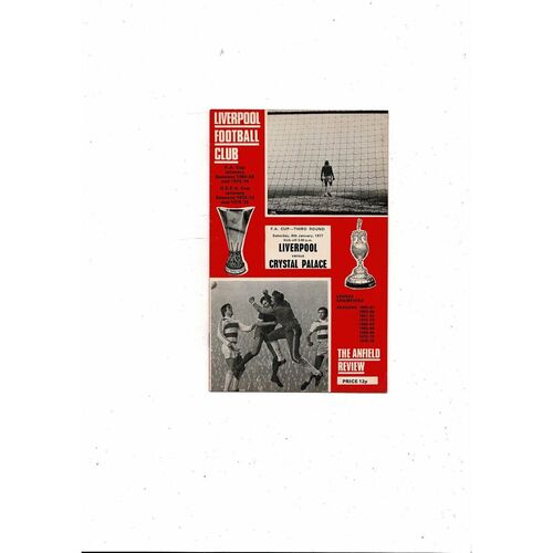 1976/77 Liverpool v Crystal Palace FA Cup Football Programme