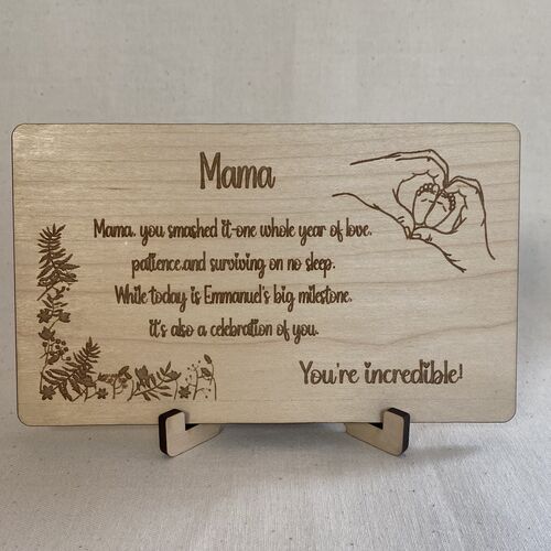 Personalised Mum Keepsake – Engraved 1st Birthday Milestone Gift | SeLntimental Plaque for New Mums