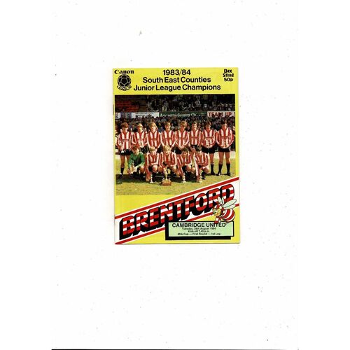 1984/85 Brentford v Cambridge United League Cup Football Programme