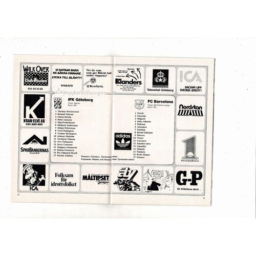 Gothenburg v Barcelona European Cup Football Programme 1985/86