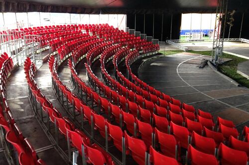 Red grandstand seating 