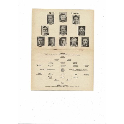 1952/53 Chelsea v Aston Villa Football Programme