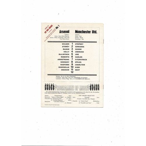 1970/71 Arsenal v Manchester United Football Programme