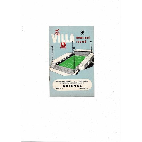 1963/64 Aston Villa v Arsenal Football Programme