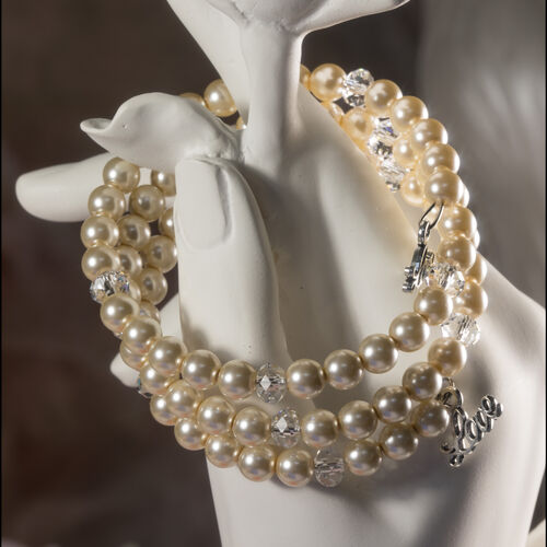 Crystal Pearls & Clear Crystal Bracelet