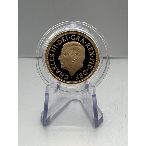 2022 Gold Proof King Charles III Memorial Piedfort Sovereign
