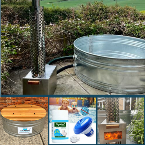 Round Hot Tub Kit - Square Heater with Cedar Lid