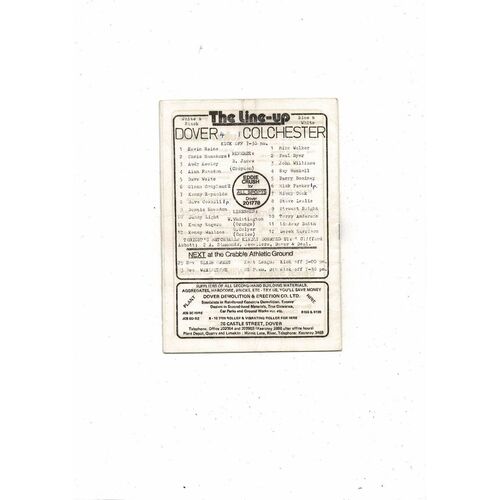 Dover v Colchester United FA Cup Replay Football Programme 1975/76