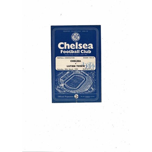 Chelsea v Luton Town Football Combination Programme 1958/59