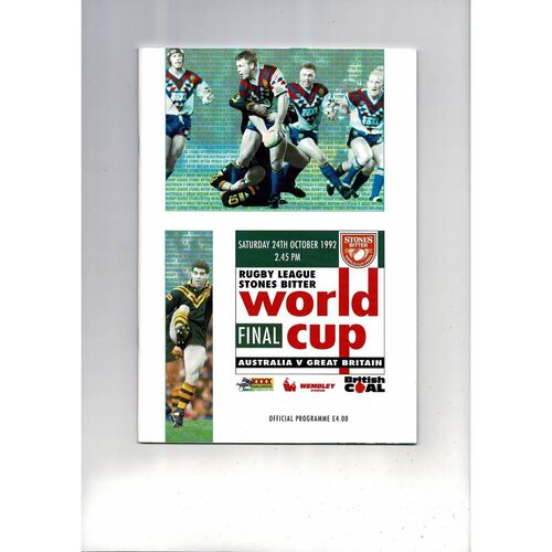 1992 Australia v Great Britain Rugby World Cup Final Programme & Match Ticket