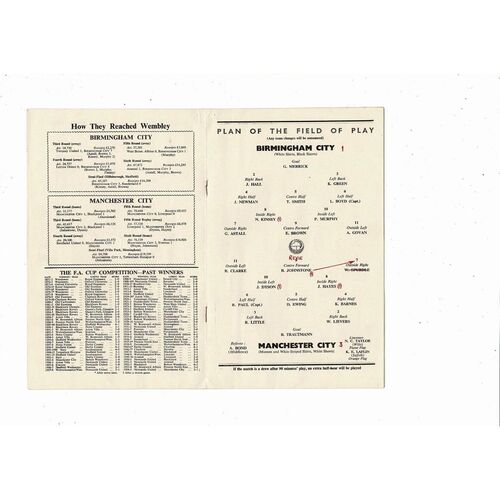 1956 Birmingham City v Manchester City FA Cup Final Football Programme