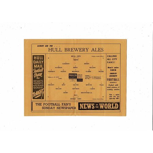 1955/56 Hull City v Stoke City Football Programme