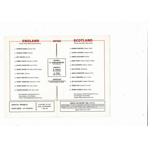1967 England v Scotland Football Programme