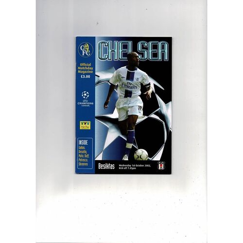 Chelsea v Besiktas Champions League Football Programme 2003/04