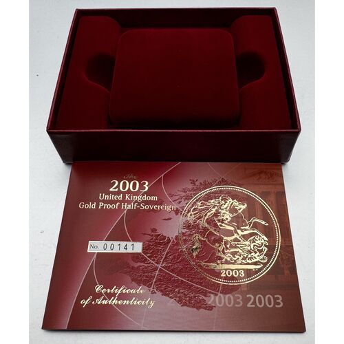 FDC 2003 gold proof half sovereign