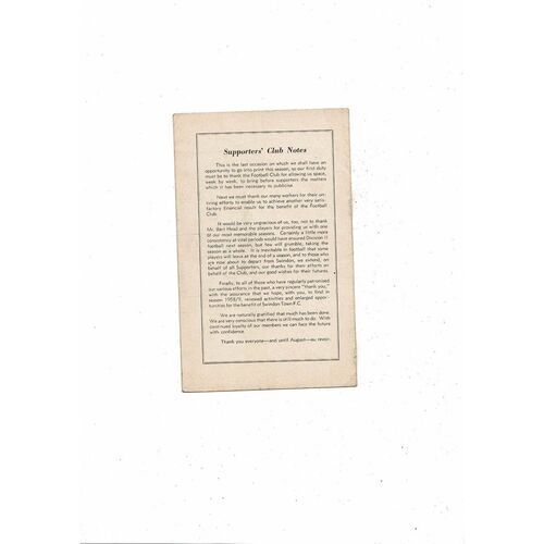Swindon Town v All Stars Team A.S Davies Testimonial Football Programme 1957/58
