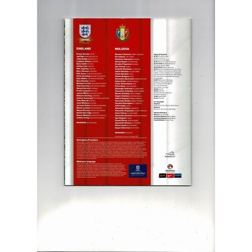 2013 England v Moldova Football Programme