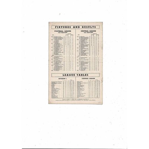 1949/50 Manchester United v Wolves Football Programme