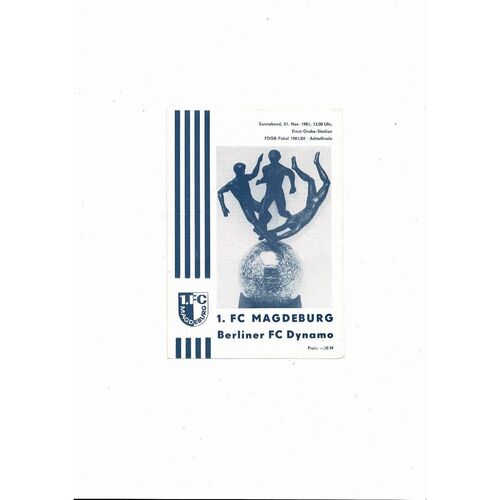 Magdeburg v Dynamo Berlin East German Cup Football Programme 1981/82