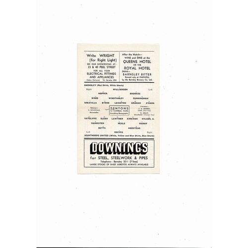 1964/65 Barnsley v Scunthorpe United Football Programme