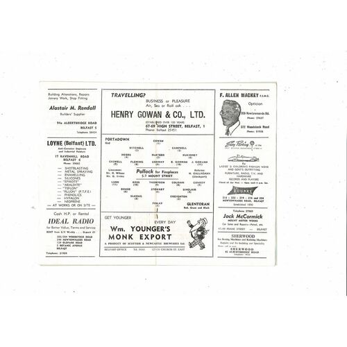 1966/67 Glentoran v Portadown Irish League Football Programme