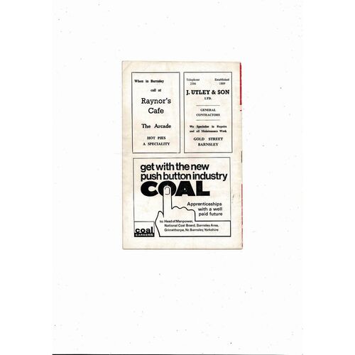 1968/69 Barnsley v Stockport County Football Programme. April