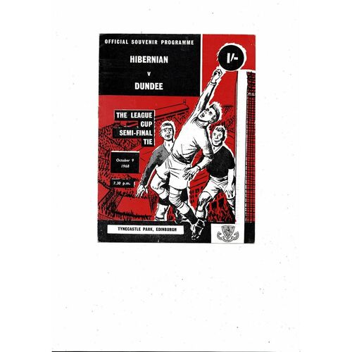 1968/69 Hibernian v Dundee Scottish League Cup Semi Final Programme