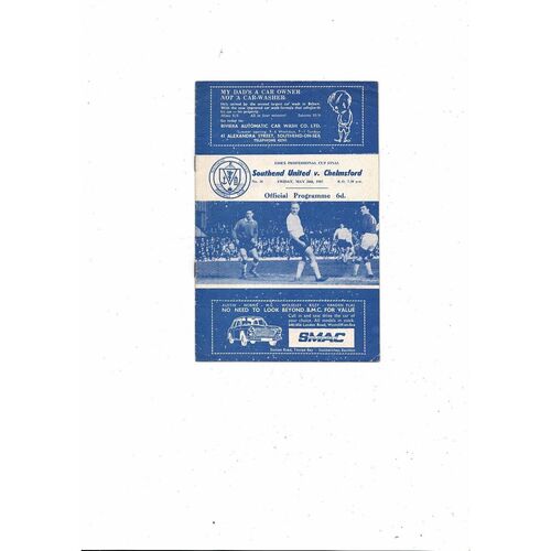 1966/67 Southend United v Chelmsford Essex Professional Cup Final Programme