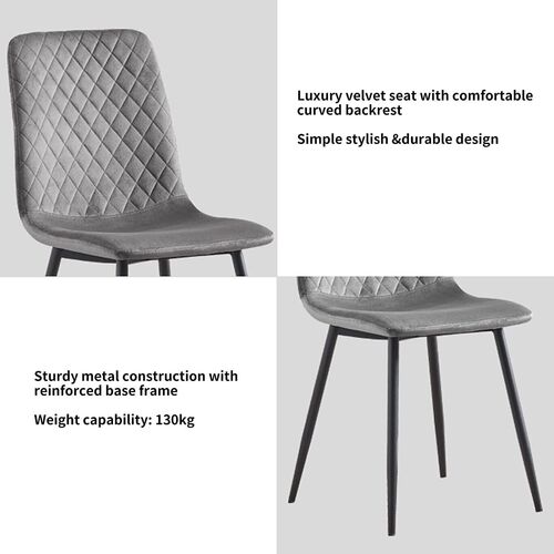 mcc direct Designer Velvet Fabric Dining Chairs Metal Legs Lexi Chairs(Set of 2/Set of 4)