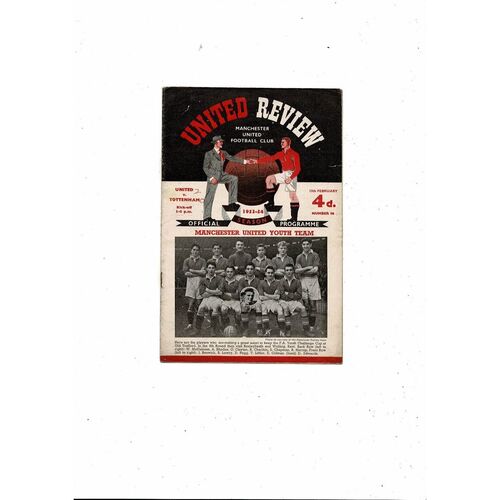 1953/54 Manchester United v Tottenham Hotspur Football Programme