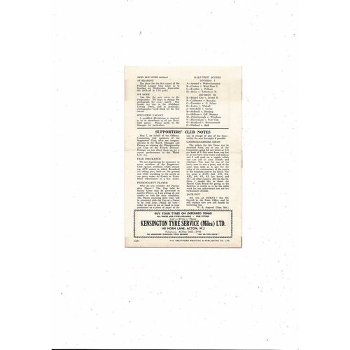 1963/64 Brentford v Notts County Football Programme