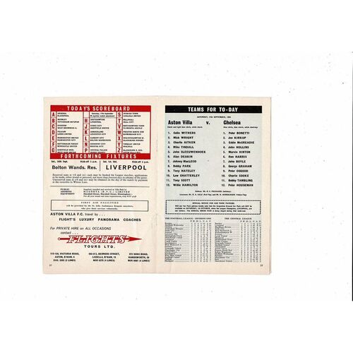 1966/67 Aston Villa v Chelsea Football Programme